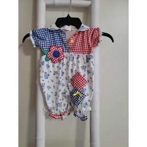 3/6m Patchwork Short Sleeve Romper Onesie